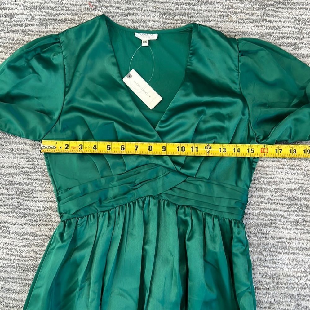 NWT Nikasha Embroidered Satin Dress Emerald Anthropologie XS - Picture 12 of 15
